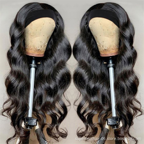 Head band wig headband wigs brazillian raw human hair black headband wig